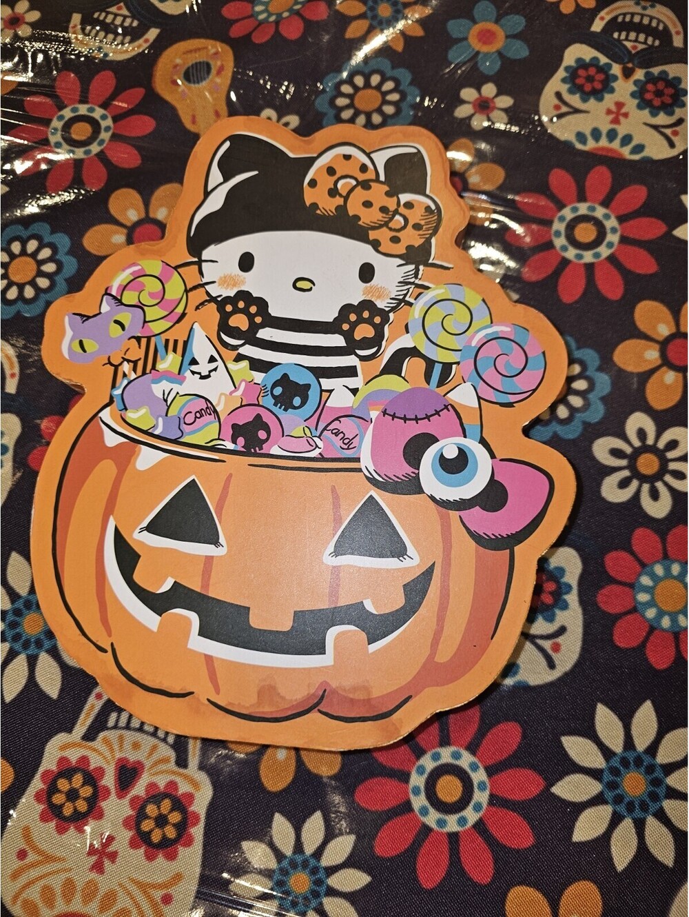 Hello Kitty Hanging Wood Wall Decor Sign Sanrio Halloween Theme New see pics
